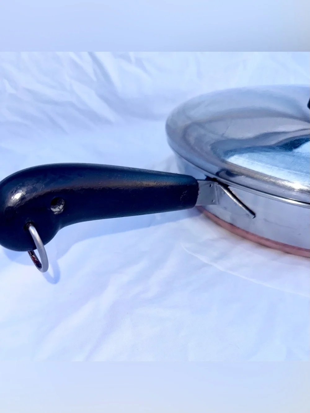 Revere Ware Copper Bottom 12” Stainless Fry pan w/Lid Riverside CA Double Ring